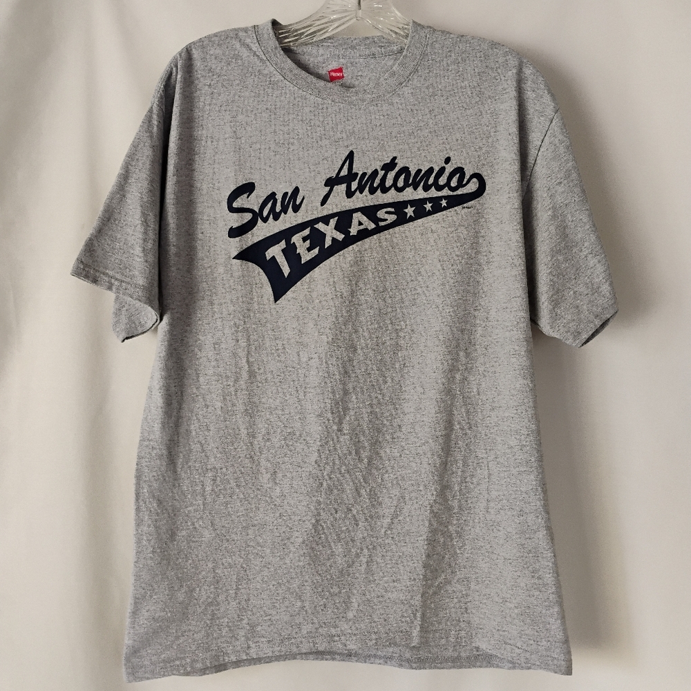 Men's San Antonio Texas USA American Graphic Tee Gray Blue Short Sleeve T-shirt